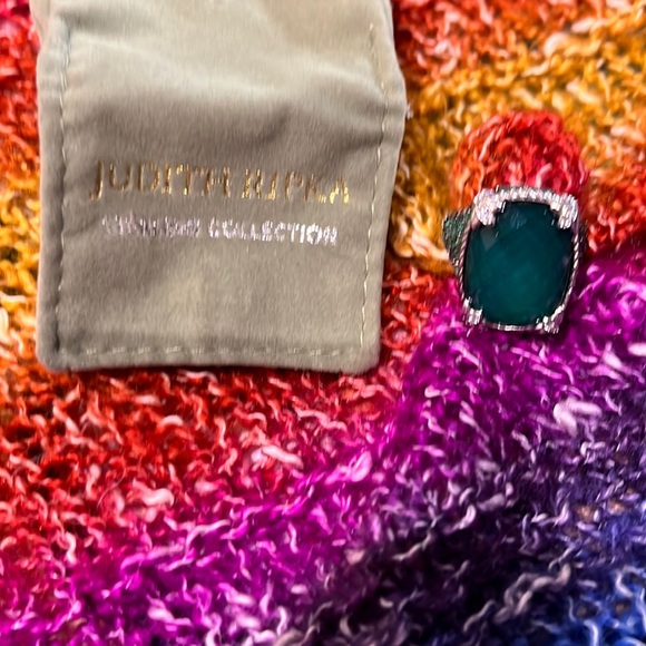 Judith Ripka Sterling Monaco Green Goddess Ring with emeralds. - Picture 2 of 9